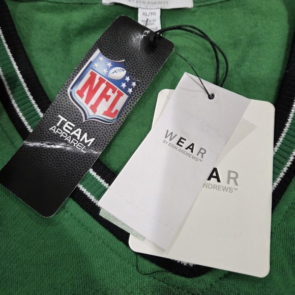 Green Jets V-Neck Sweatshirt Green New. - Picture 9 of 10